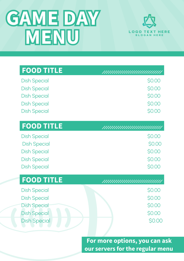 Football Game Day Menu Design Image Preview