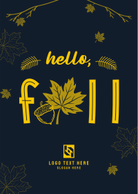 Hello Fall Greeting Poster Design