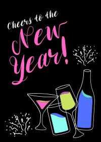 Cheers to New Year! Poster Design