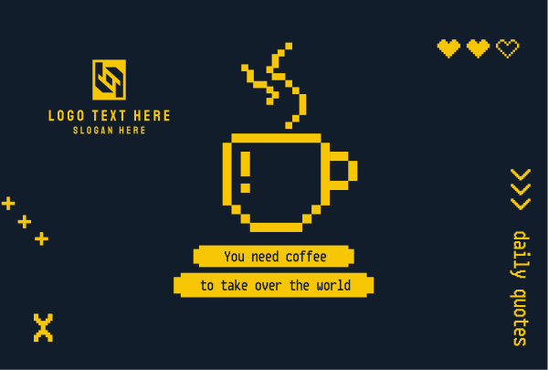 Coffee Pixel Quote Pinterest Cover Design Image Preview