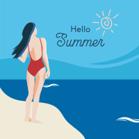 Hello Summer Scenery Instagram Post Design