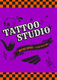 Checkerboard Tattoo Studio Poster Design