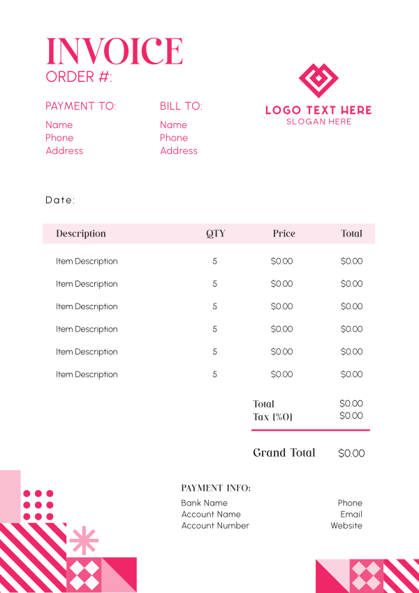 Creative Professional Abstract Invoice Design