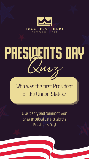 Presidents Day Pop Quiz Instagram story Image Preview