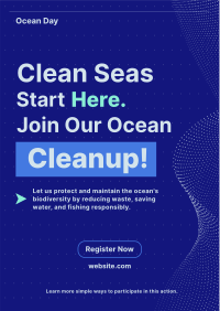 Ocean Day Clean Up Minimalist Flyer Design