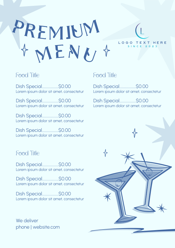 Sparkly Cocktails Menu Design