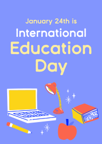 Cute Education Day Poster Image Preview