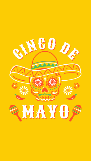 Happy Cinco De Mayo Skull Instagram story Image Preview