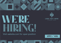 Abstract Pattern We're Hiring Postcard Design