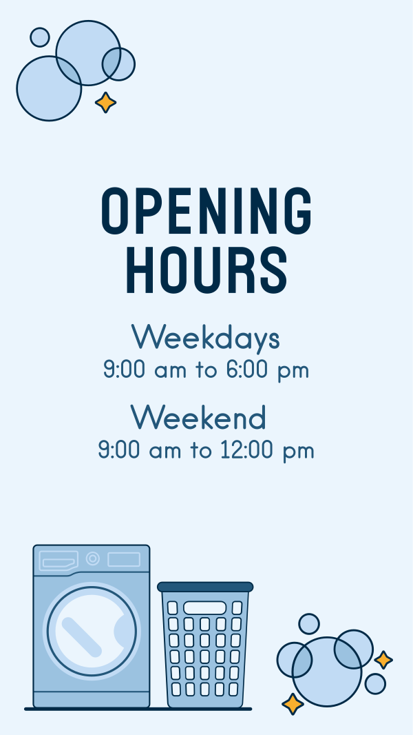 Laundry Shop Hours Instagram Story Design Image Preview
