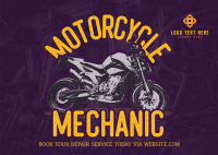 Retro Motorcycle Mechanic Postcard Image Preview