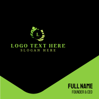 Green Leaves Lettermark Business Card Design