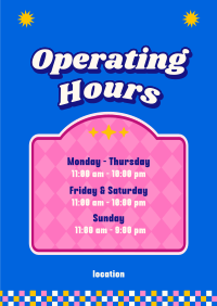 Retro Operating Hours  Poster Design