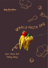 World Pasta Day Doodle Flyer Design