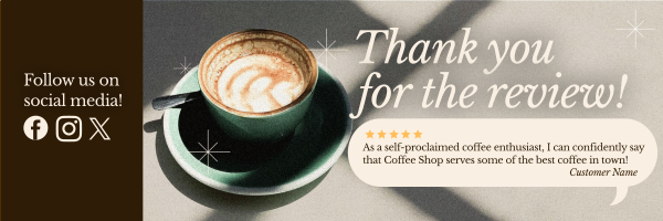Minimalist Coffee Shop Review Twitter Header Design Image Preview