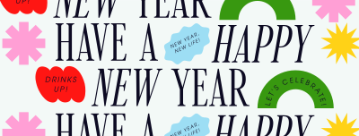 Quirky New Year Greeting Facebook cover Image Preview