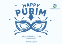 Purim Mask Postcard Design