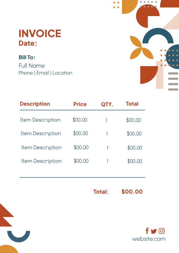 Artistic Geometry Invoice Design Image Preview