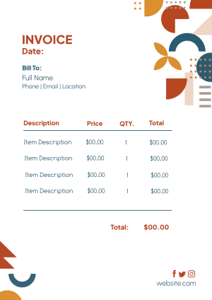 Geometric Abstract Shapes Invoice