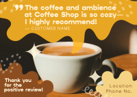 Quirky Cafe Testimonial Postcard Design