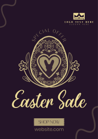 Floral Egg with Easter Bunny and Shapes Sale Flyer Design