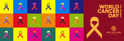 Multicolor Cancer Day Twitter header (cover) Image Preview