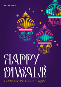 Diwali Floating Lanterns Poster Image Preview