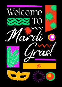 Mardi Gras Mask Welcome Poster Design