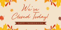 Falling Leaves Closed Sign Twitter Post Design