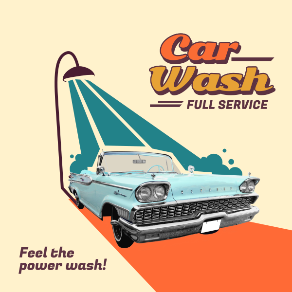 Retro Car Wash Instagram Post Design Image Preview