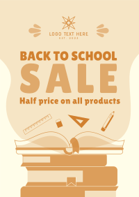 Sale offer poster of discount school supplies for welcome back to