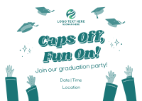 Caps Off Fun On Graduation Party Postcard Image Preview