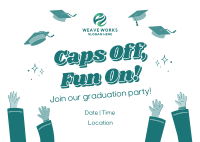 Caps Off Fun On Graduation Party Postcard Image Preview