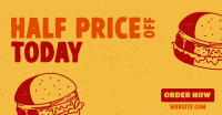 Retro Grilled Burger Facebook Ad Design