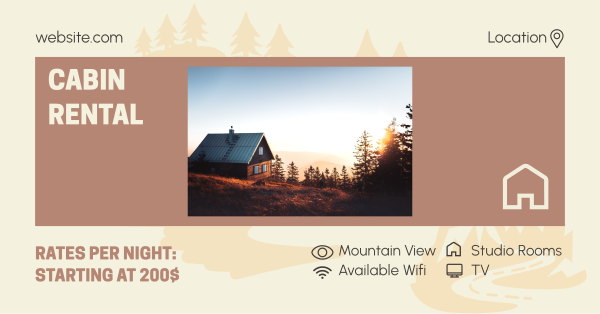 Cabin Rental Features Facebook Ad Design Image Preview