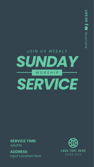 Sunday Worship Service Facebook story Image Preview