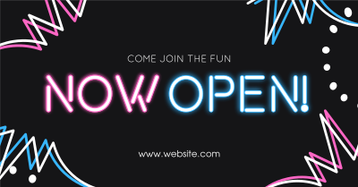 Now Open Neon Lights Facebook ad Image Preview
