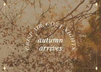 Autumn Arrives Quote Postcard Design