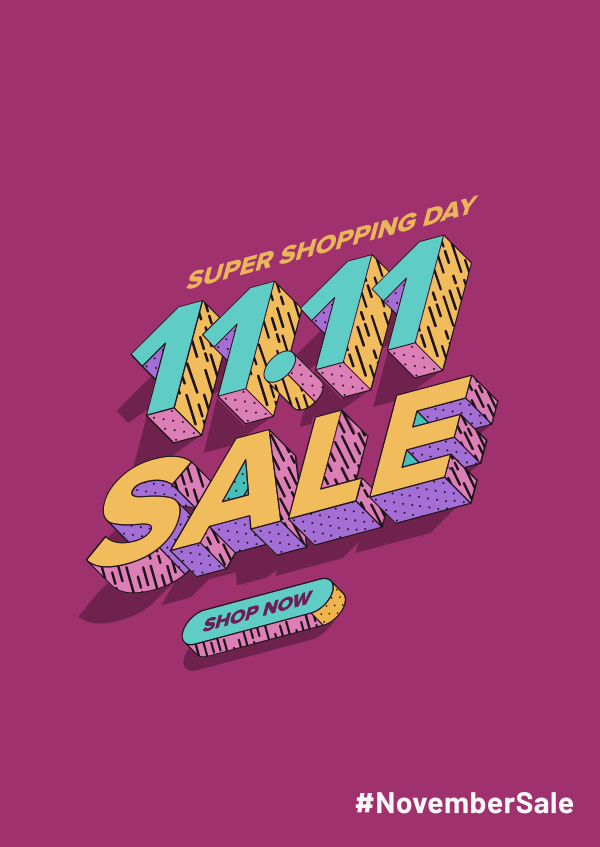 11.11 Sale Neon Poster Design Image Preview