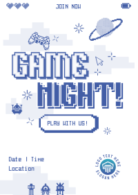 Pixelated Game Night Poster Image Preview
