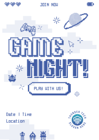 Pixelated Game Night Poster Image Preview