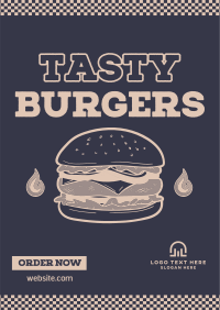 Vintage Tasty Burger Poster Design