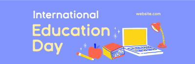 Cute Education Day Twitter header (cover) Image Preview