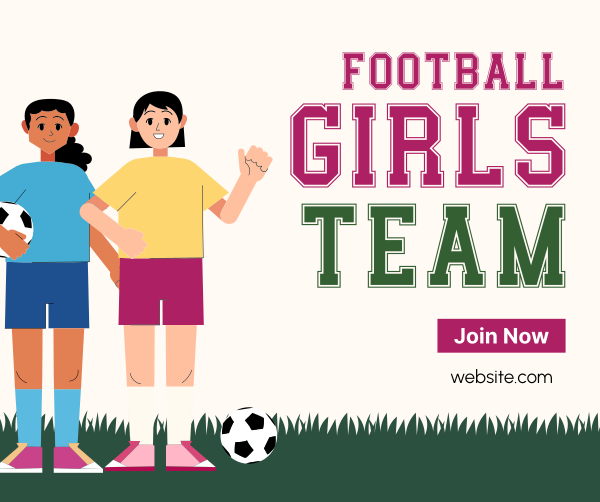 Girls Team Football Facebook Post Design