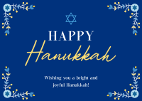 Hanukkah Floral Border Postcard Design