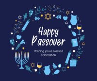 Happy Passover Wreath Facebook Post Design