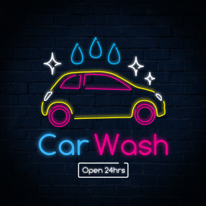 Neon sign Car wash Instagram post