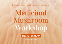 Minimal Medicinal Mushroom Workshop Postcard Design