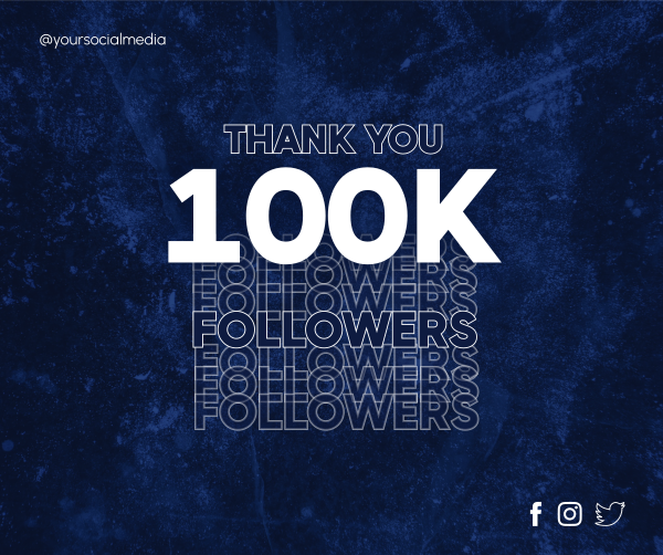 Blue Grunge 100k Followers Facebook Post Design Image Preview