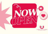 Retro Now Open Postcard Design